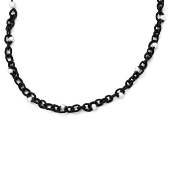 Black Fabric with White Fresh Water Cultured Pearls Necklace