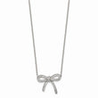 Stainless Steel Crystal Polished Bow with 1.75in ext. Necklace