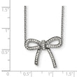 Stainless Steel Crystal Polished Bow with 1.75in ext. Necklace