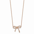 Stainless Steel Crystal Polished Pink IP plated Bow with 1.75in ext. Neckl