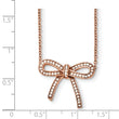 Stainless Steel Crystal Polished Pink IP plated Bow with 1.75in ext. Neckl