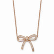 Stainless Steel Crystal Polished Pink IP plated Bow with 1.75in ext. Neckl