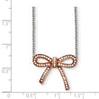 Stainless Steel Crystal Polished Pink IP plated Bow with 1.75in ext. Neckl