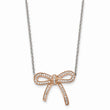 Stainless Steel Crystal Polished Pink IP plated Bow with 1.75in ext. Neckl