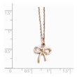 Stainless Steel Pink IP plated Polished Bow with 1.75in ext. Necklace