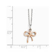 Stainless Steel Polished Pink IP Bow with 1.75in ext. Necklace