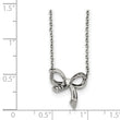 Stainless Steel Polished CZ Bow with 1.75in ext. Necklace