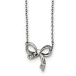Stainless Steel Polished CZ Bow with 1.75in ext. Necklace