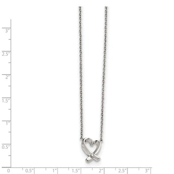 Stainless Steel Polished Heart with CZ Necklace