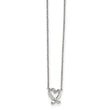 Stainless Steel Polished Heart with CZ Necklace