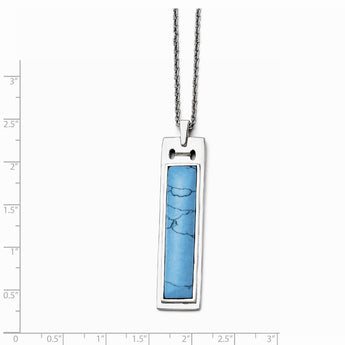 Stainless Steel Imitation Turquoise Rectangular Necklace