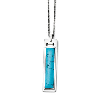 Stainless Steel Imitation Turquoise Rectangular Necklace