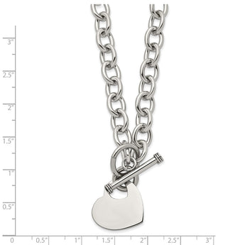 Stainless Steel Polished Heart Toggle Necklace