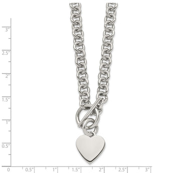 Stainless Steel Polished Heart Toggle Necklace