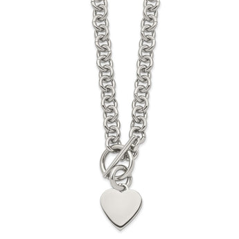 Stainless Steel Polished Heart Toggle Necklace