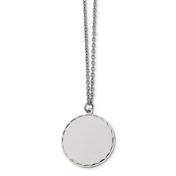 Stainless Steel Polished Engraveable Round Disc w/2in. Ext. Necklace