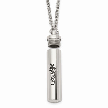 Stainless Steel Polished Laser Design Cylinder Necklace