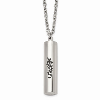 Stainless Steel Polished Laser Design Cylinder Necklace