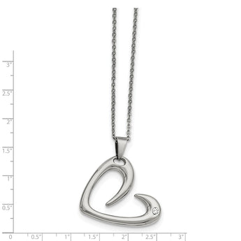 Stainless Steel Polished Heart with Crystal Necklace