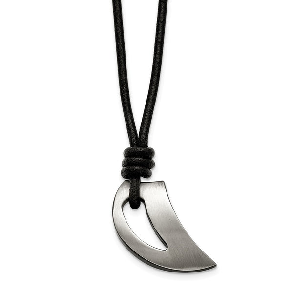 Stainless Steel Polished and Brushed Black IP-plated Claw Necklace