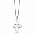 Stainless Steel Polished Mother Of Pearl Cross Necklace