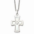 Stainless Steel Polished Mother Of Pearl Cross Necklace