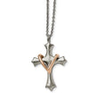 Stainless Steel Polished Rose IP-plated Cross Necklace