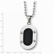 Stainless Steel Polished w/Black Carbon Fiber Inlay 22in Necklace