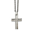 Stainless Steel Polished and Brushed Cross Necklace