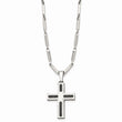 Stainless Steel Polished Black CZs Cross 19.75in Necklace