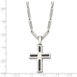 Stainless Steel Polished Black CZs Cross 19.75in Necklace