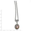 Stainless Steel Polished/Antiqued Imitation Abalone/CZw/1.5in ext. Necklac
