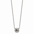 Stainless Steel Polished Black CZ Circle w/1in ext. Necklace