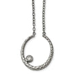Stainless Steel Polished and Textured CZ w/2in ext. Necklace