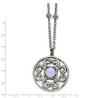 Stainless Steel Polished Synthetic Purple Calcedony w/2in ext. Circle Neckl