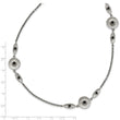 Stainless Steel Polished/Textured Black Onyx w/2in ext. Necklace