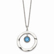 Stainless Steel Polished Blue Glass Circle w/ 2in ext. Necklace