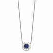 Stainless Steel Polished Blue Druzy Circle w/2in ext. Necklace