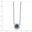 Stainless Steel Polished Blue Druzy Circle w/2in ext. Necklace