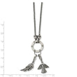 Stainless Steel Polished Feather & Angel CZ Charms w/2in ext. Necklace