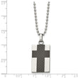 Stainless Steel Polished Carbon Fiber Inlay Cross 22in Necklace