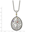 Stainless Steel Polished/Antiqued Multicolor CZ w/1.75in ext. Necklace