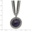 Stainless Steel Polished Blue Sandstone w/2in ext. Reversible Necklace