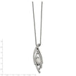 Stainless Steel Polished/Textured CZ w/2in ext. Necklace