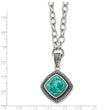 Stainless Steel Polished/Antiqued Imitation Turquoise 20.5in Necklace