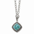 Stainless Steel Polished/Antiqued Imitation Turquoise 20.5in Necklace