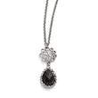 Stainless Steel Polished Black Onyx w/2in ext. Necklace