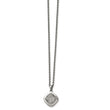 Stainless Steel Polished CZ Square w/2in ext. Necklace