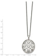Stainless Steel Polished Circle w/CZ w/2in ext. Necklace