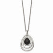 Stainless Steel Polished/Textured Black Onyx w/2in ext. Necklace